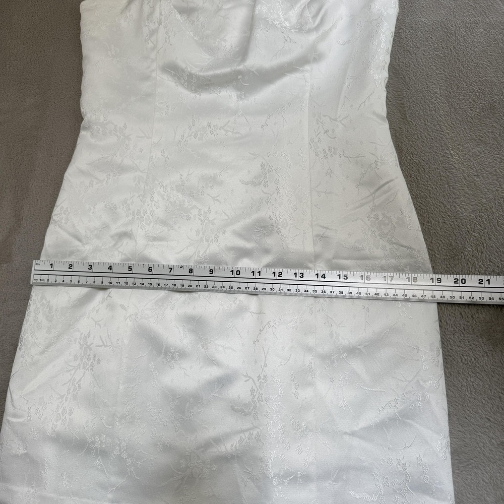 Reformation Dress Womens 10 White Jacquard Floral Strapless Sheath Mini Smocked - Picture 11 of 11